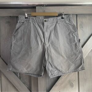 Carhartt Mend Asphalt Canvas‎ Work Shorts work wear blue collar size 40 gray